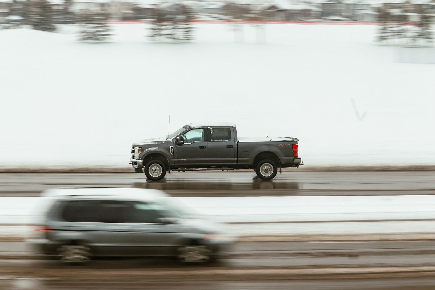 Freight truck on a winter Alberta highway